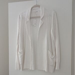 Stitchdrop Lightweight White Open-Front Cardigan Sweater